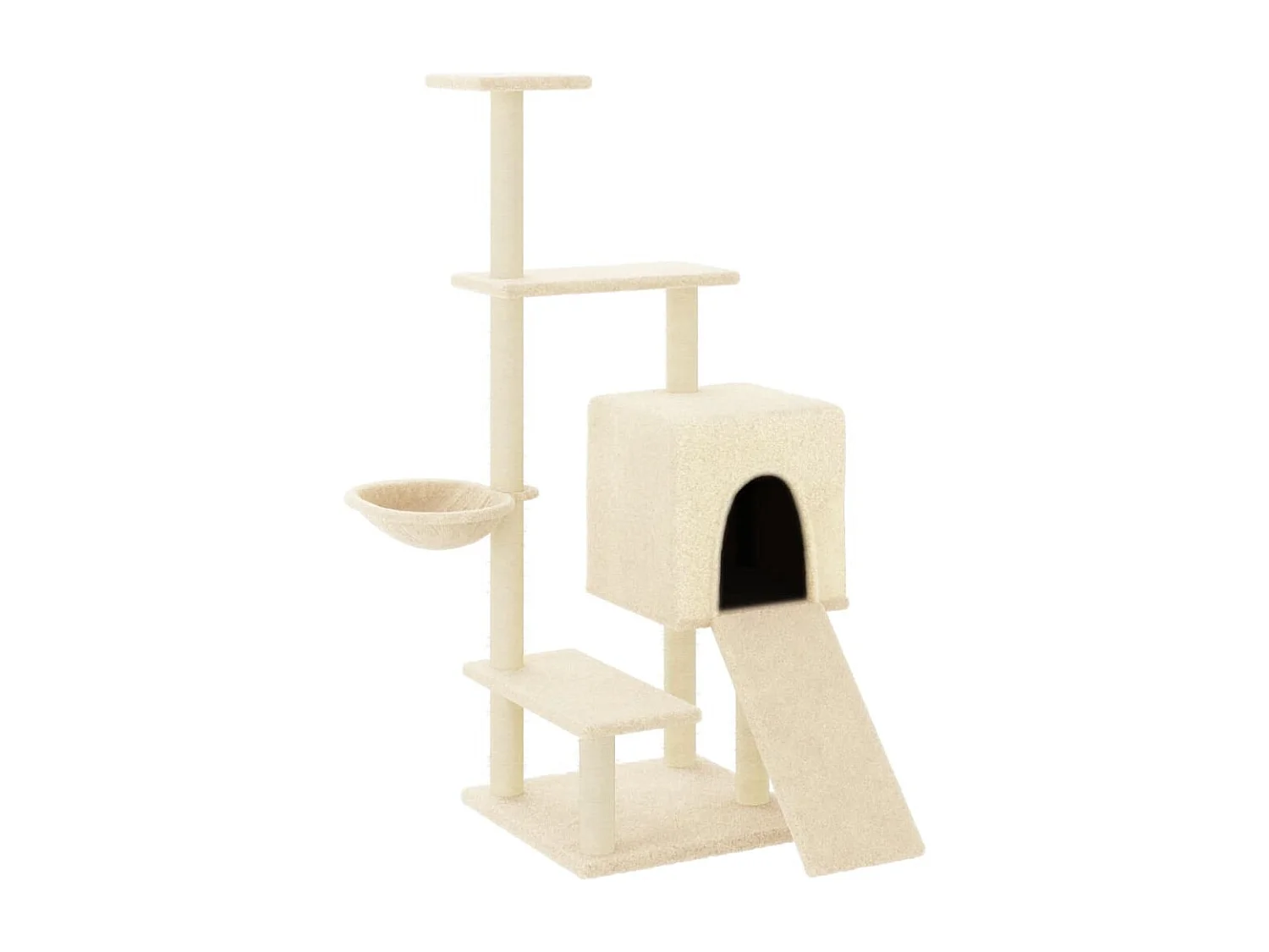 Árvore para gatos c/ postes arranhadores sisal 130,5 cm creme