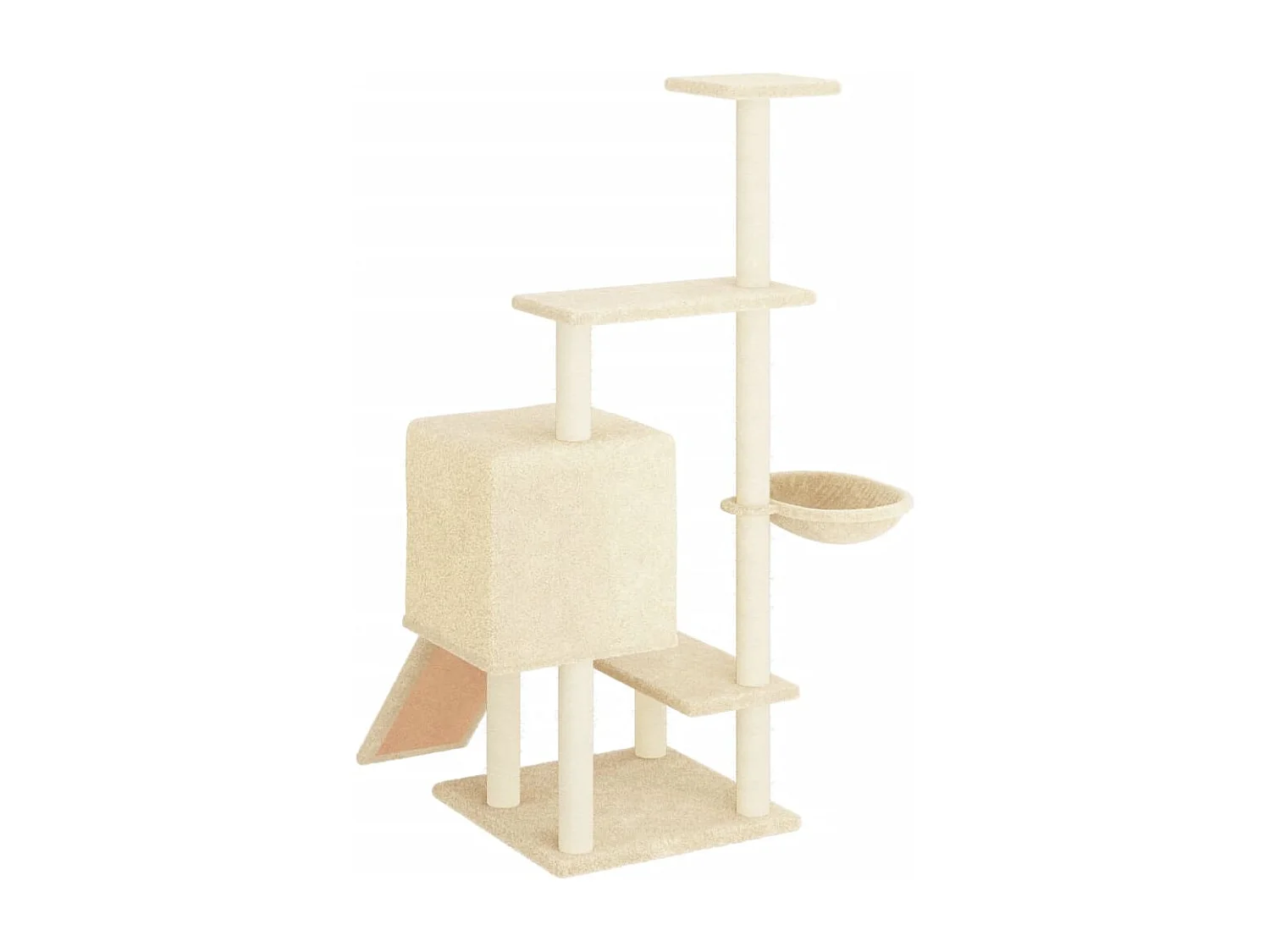 Árvore para gatos c/ postes arranhadores sisal 130,5 cm creme