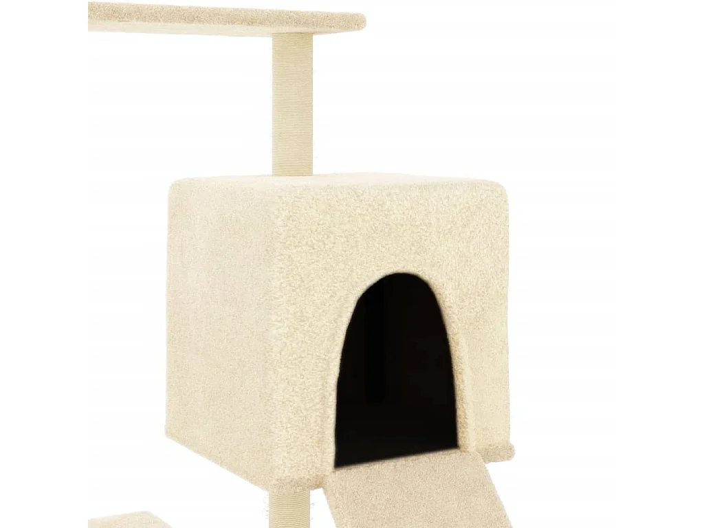 Árvore para gatos c/ postes arranhadores sisal 130,5 cm creme