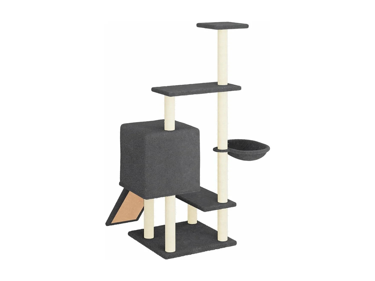 Rascador para gatos con postes de sisal gris oscuro 130,5 cm