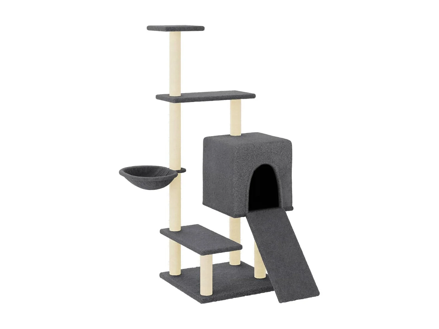 Arbre à chat avec griffoirs en sisal gris foncé 130,5 cm