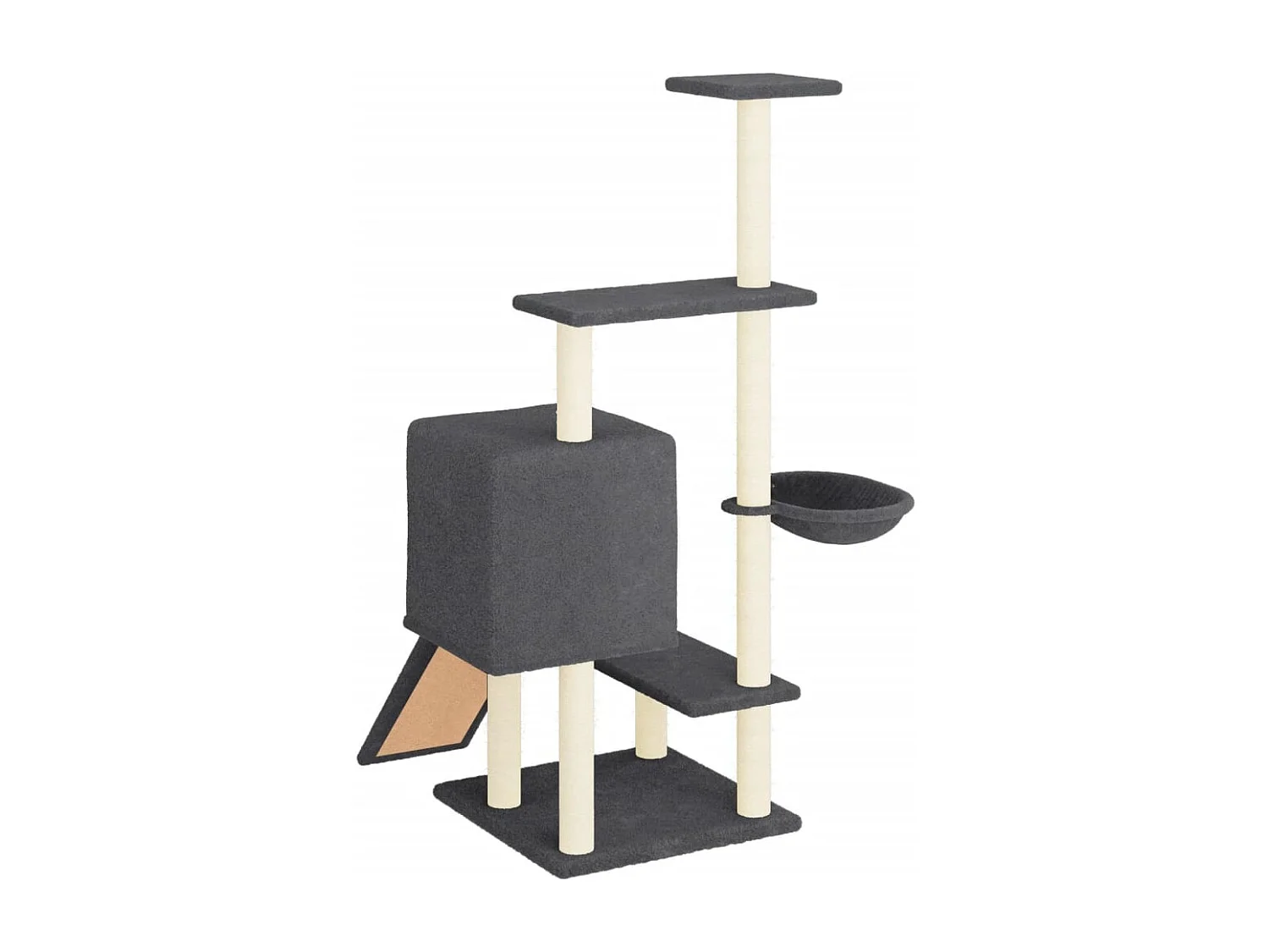 Arbre à chat avec griffoirs en sisal gris foncé 130,5 cm