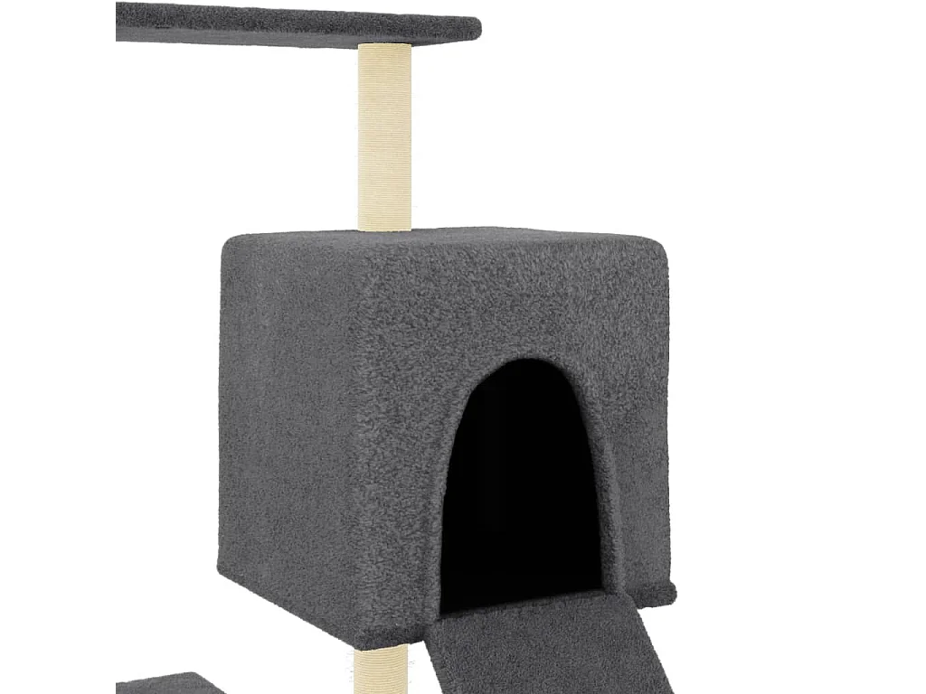 Arbre à chat avec griffoirs en sisal gris foncé 130,5 cm