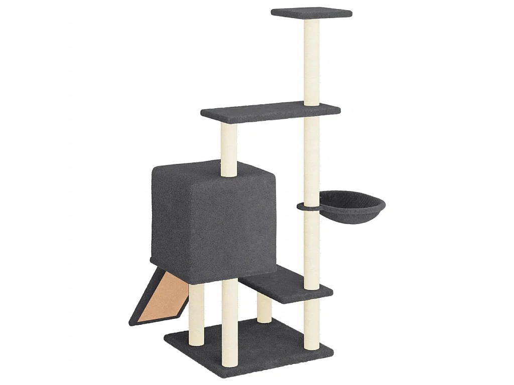Árvore gatos c/ postes arranhadores sisal 130,5 cm cinza-escuro