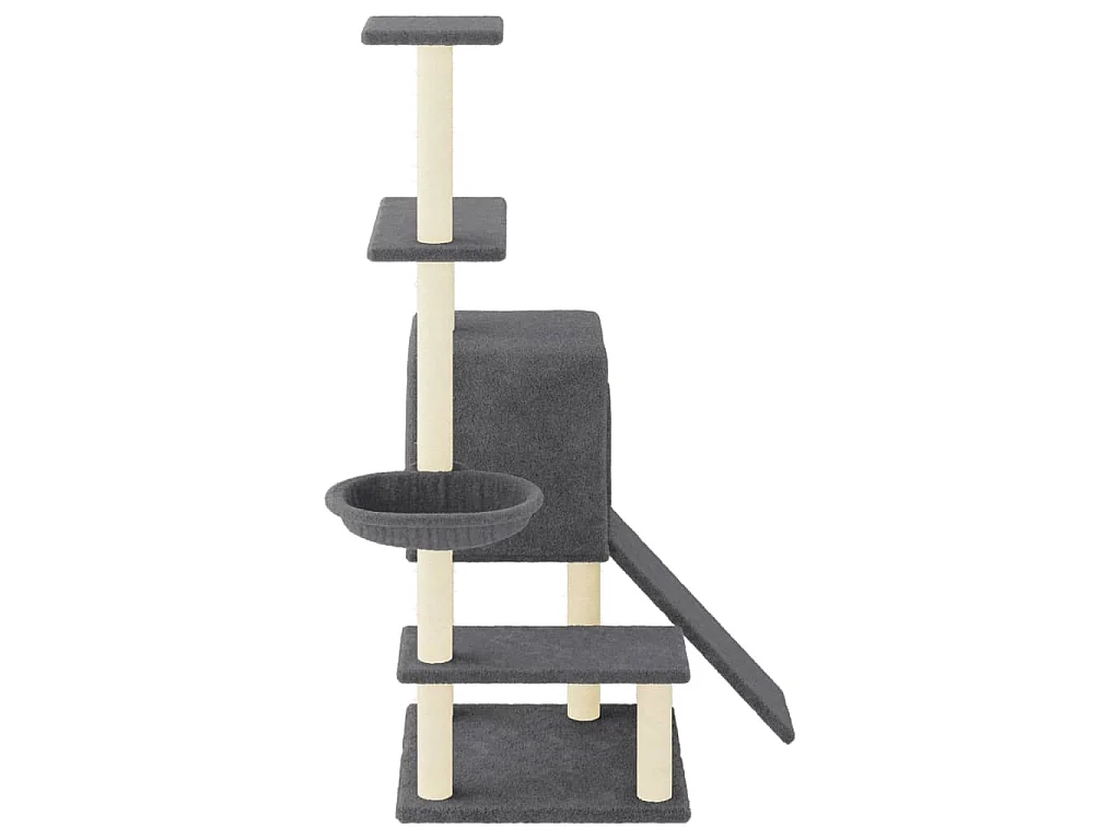 Árvore gatos c/ postes arranhadores sisal 130,5 cm cinza-escuro