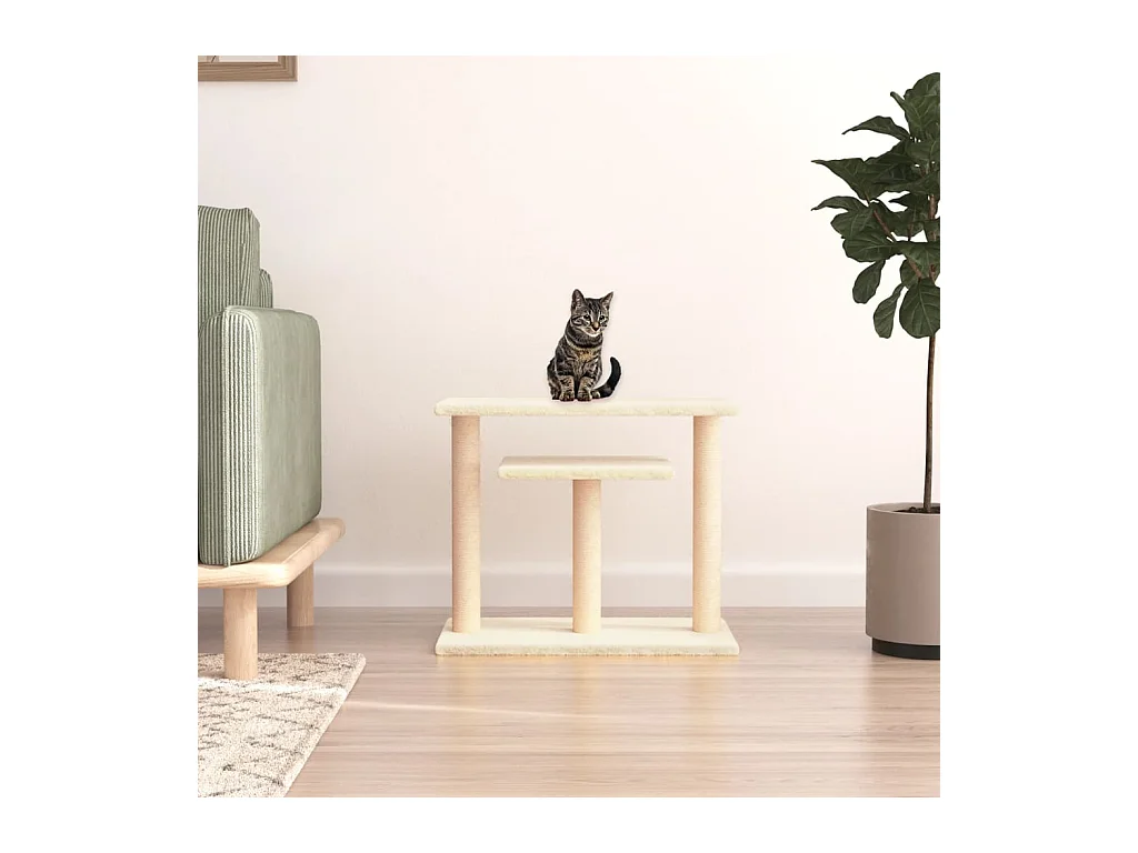 Postes arranhadores para gatos com plataformas 62,5cm cor creme