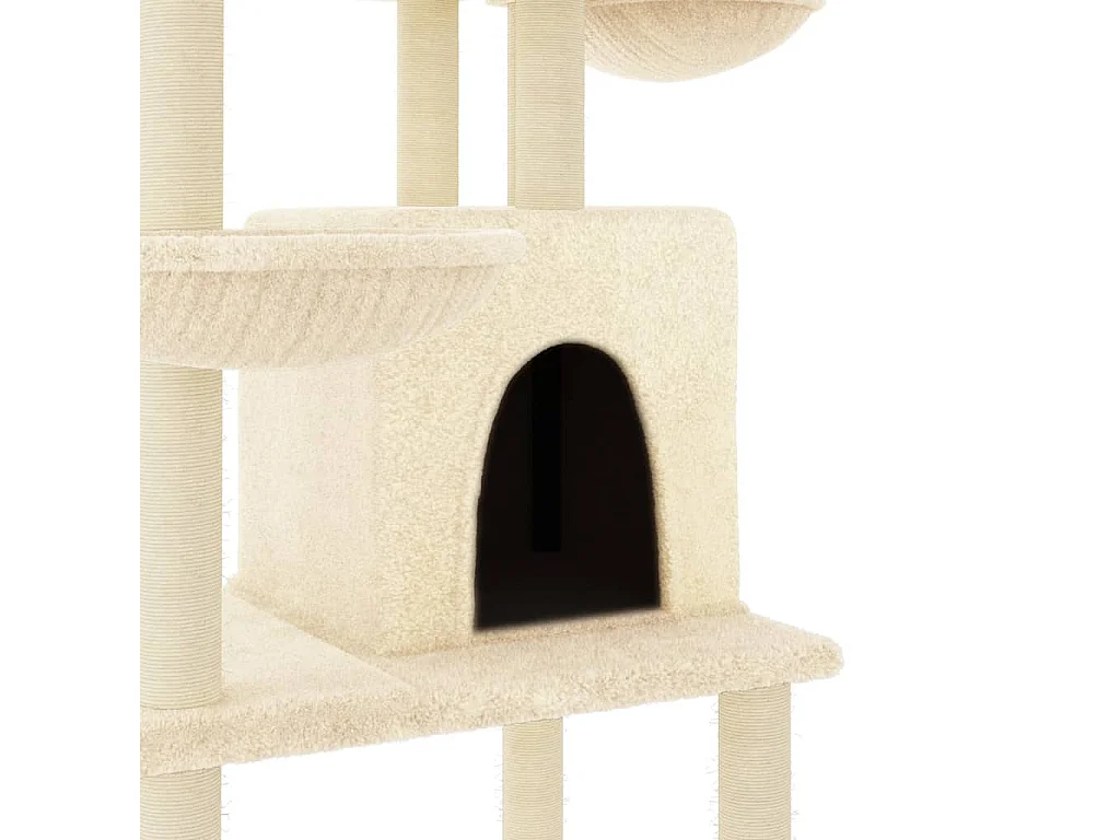 Rascador para gatos con postes de sisal crema 180 cm