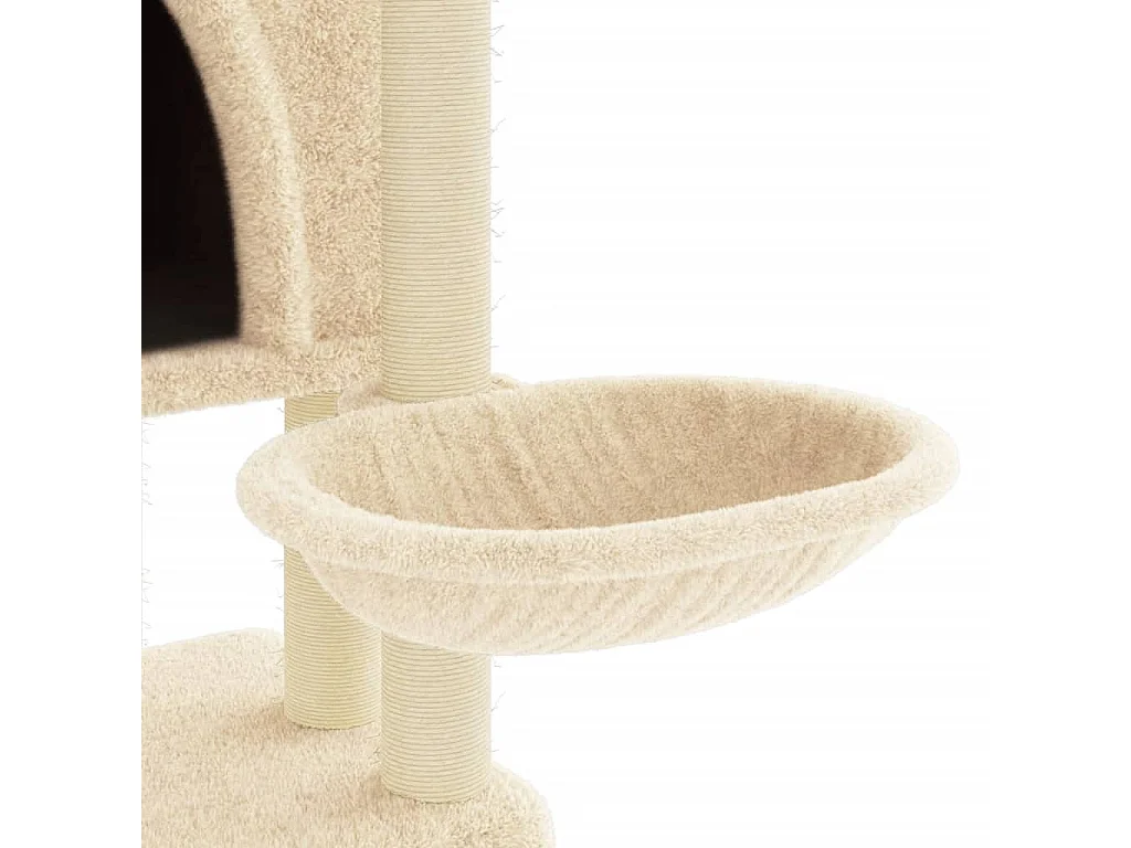 Rascador para gatos con postes de sisal crema 180 cm