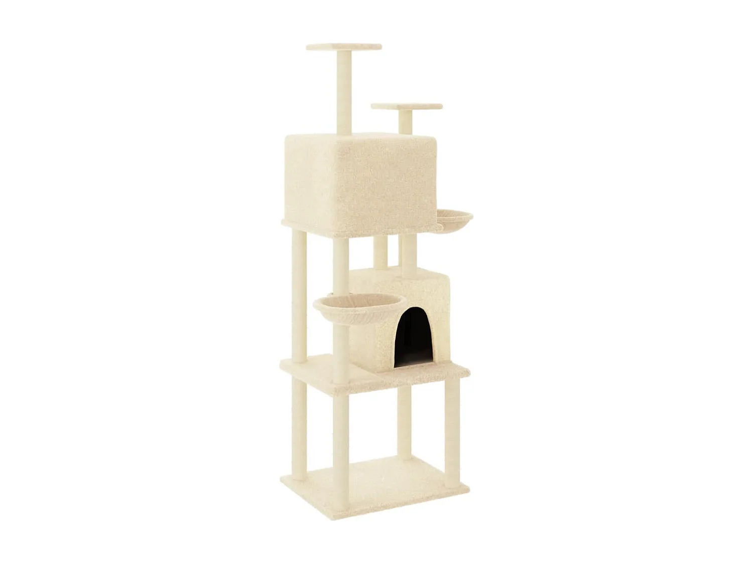 Rascador para gatos con postes de sisal crema 180 cm