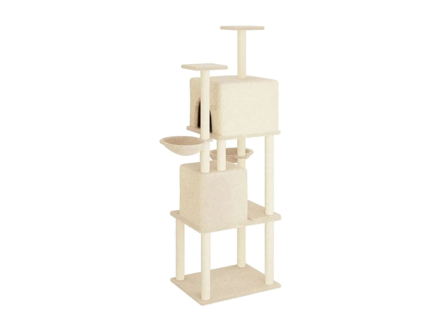 Rascador para gatos con postes de sisal crema 180 cm