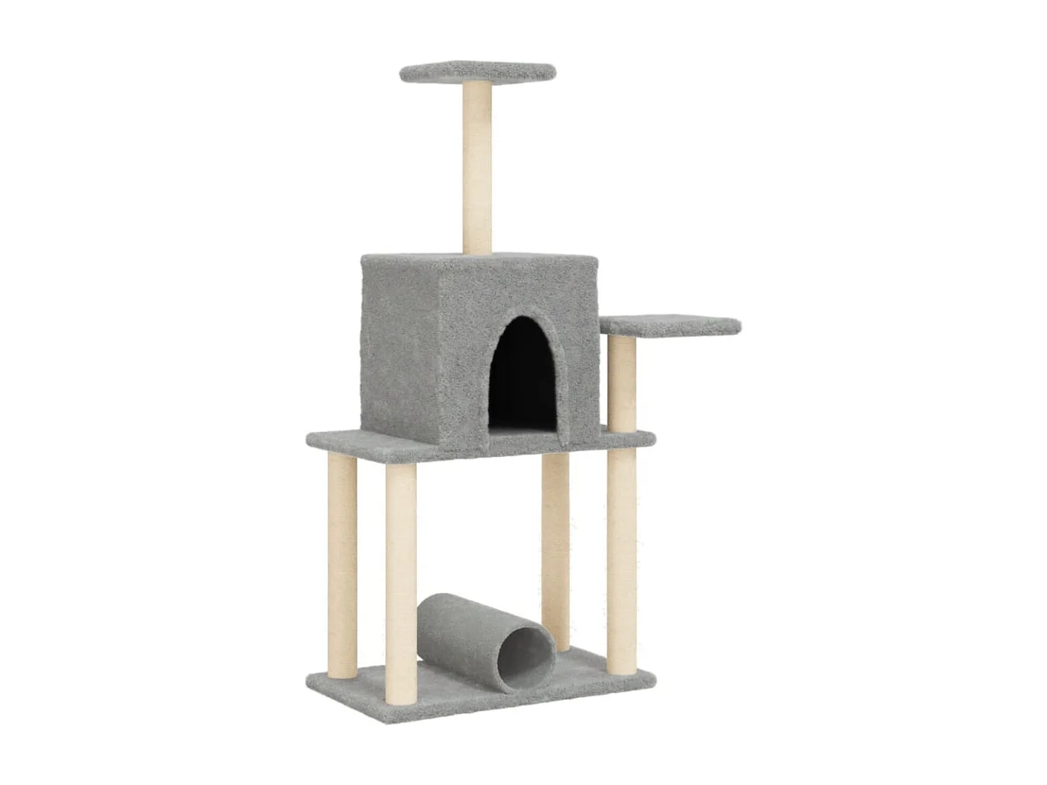 Árvore p/ gatos c/ postes arranhadores sisal 122 cm cinza-claro