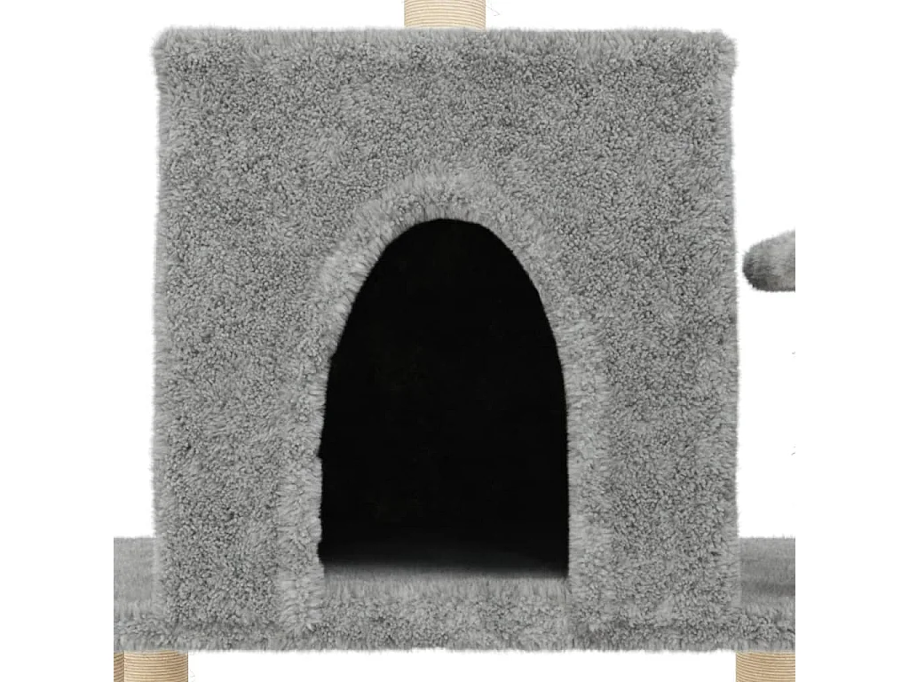 Árvore p/ gatos c/ postes arranhadores sisal 122 cm cinza-claro