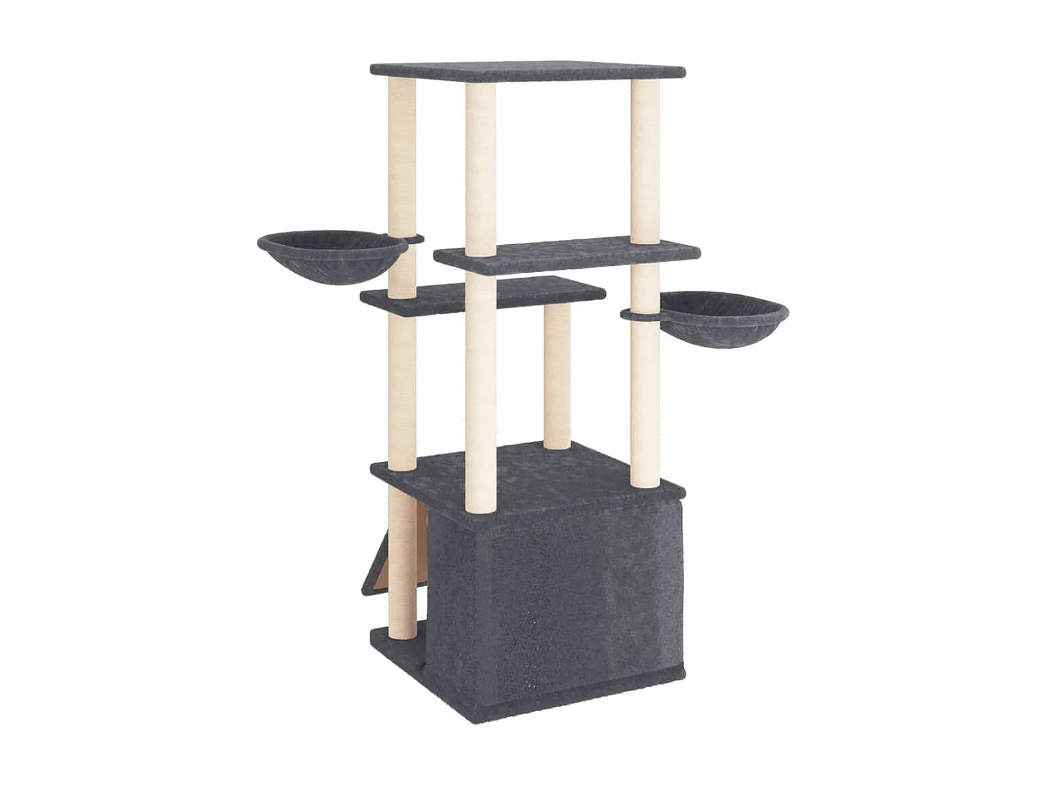 Albero per Gatti con Tiragraffi in Sisal Grigio Scuro 133 cm