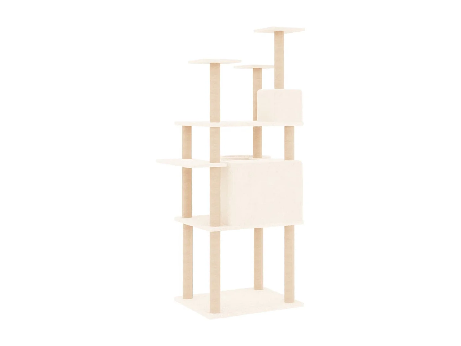 Kattenmeubel met sisal krabpalen 166 cm crèmekleurig