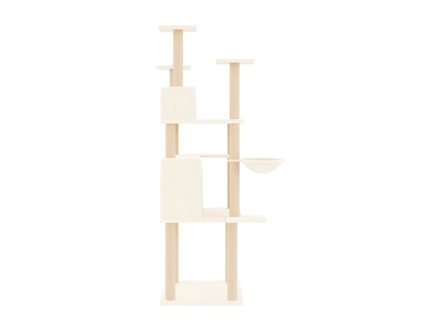 Kattenmeubel met sisal krabpalen 166 cm crèmekleurig