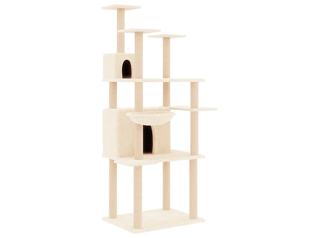 Kratzbaum mit Sisal-Kratzsäulen Creme 166 cm