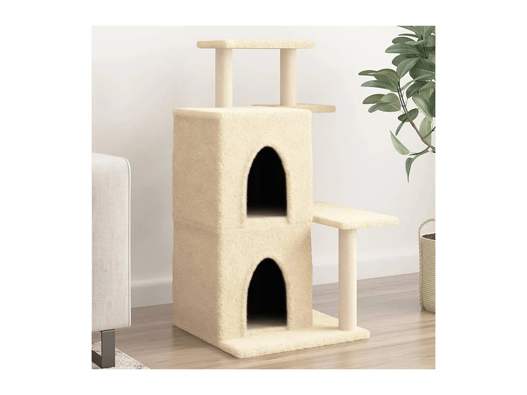 Árvore p/ gatos c/ postes arranhadores sisal 97 cm cor creme