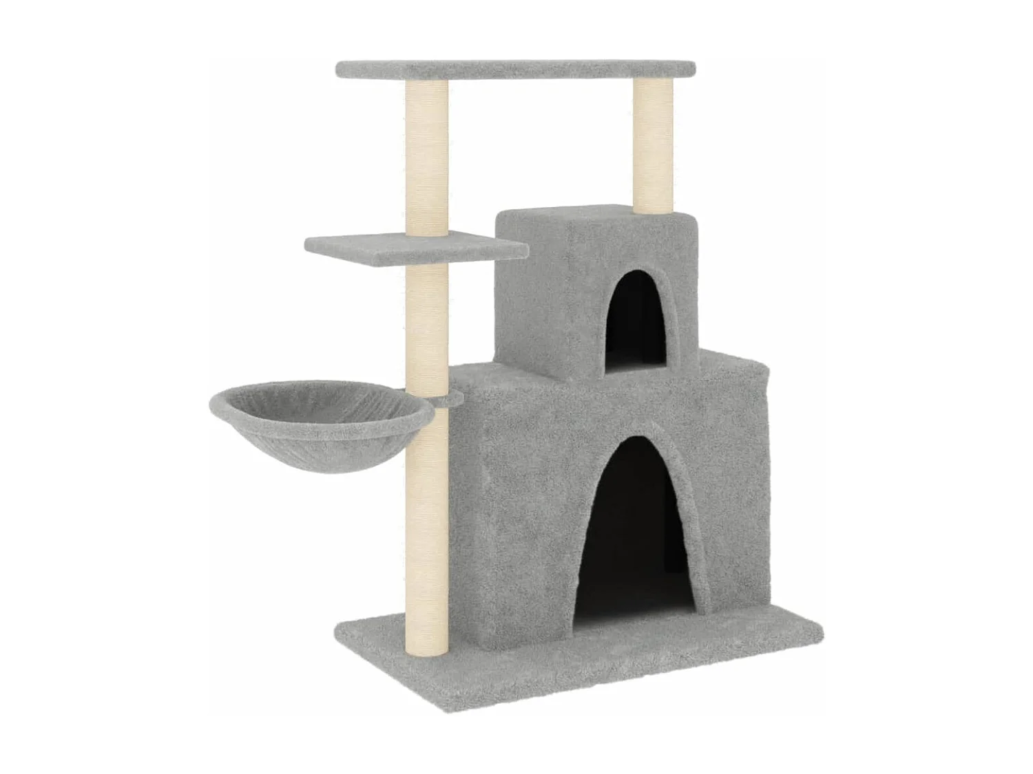 Árvore p/ gatos c/ postes arranhadores sisal 83 cm cinza-claro