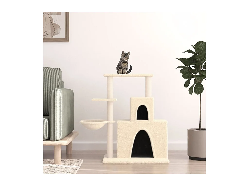 Árvore para gatos c/ postes arranhadores sisal 83 cm cor creme