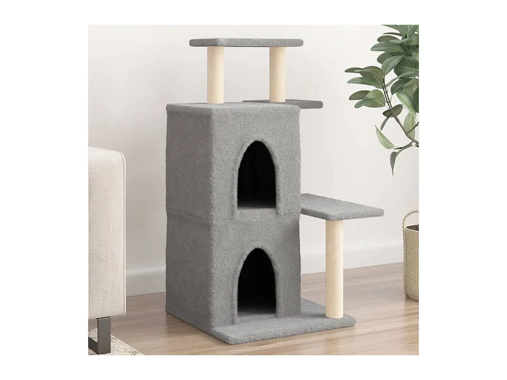 Árvore p/ gatos c/ postes arranhadores sisal 97 cm cinza-claro