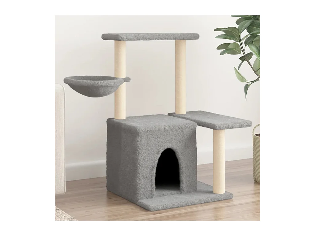 Árvore p/ gatos c/ postes arranhadores sisal 83 cm cinza-claro