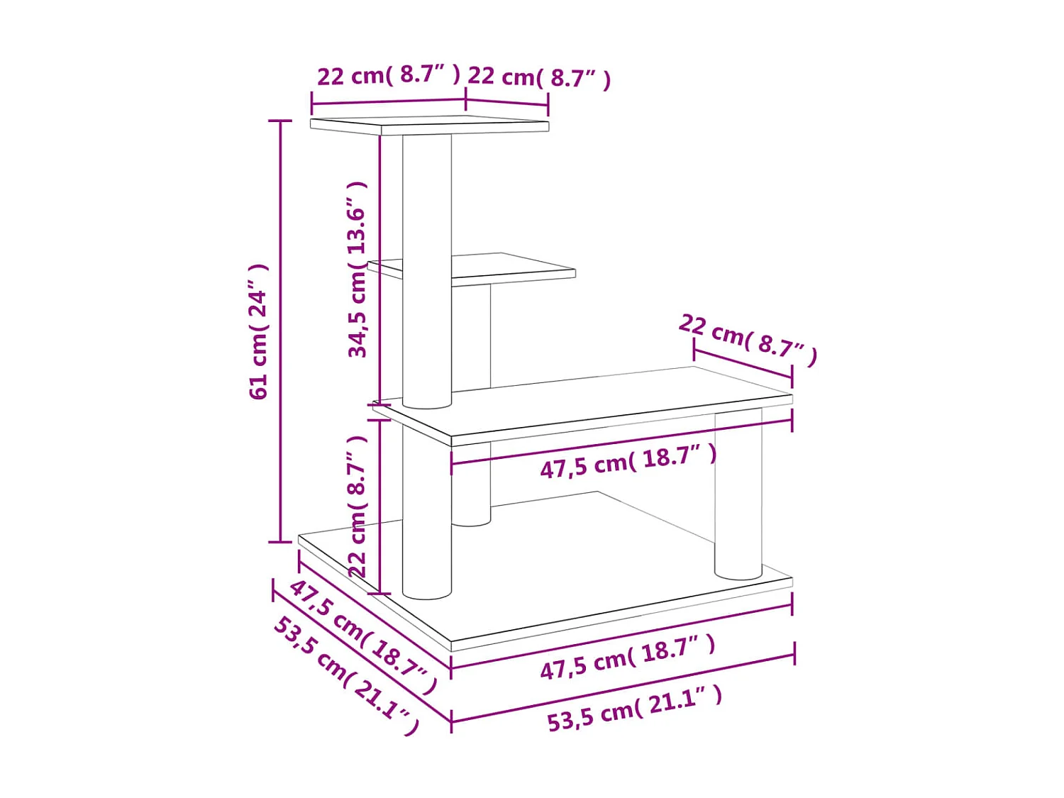 Arbre à chat avec griffoirs en sisal gris clair 61 cm