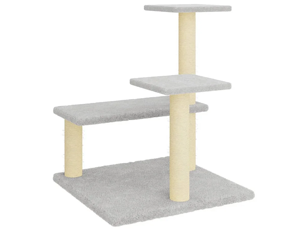 Árvore p/ gatos c/ postes arranhadores sisal 61 cm cinza-claro
