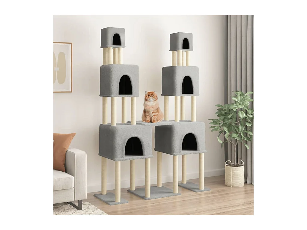 Arbre à chat avec griffoirs en sisal Gris clair 199 cm