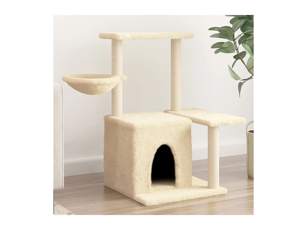 Árvore para gatos c/ postes arranhadores sisal 83 cm cor creme