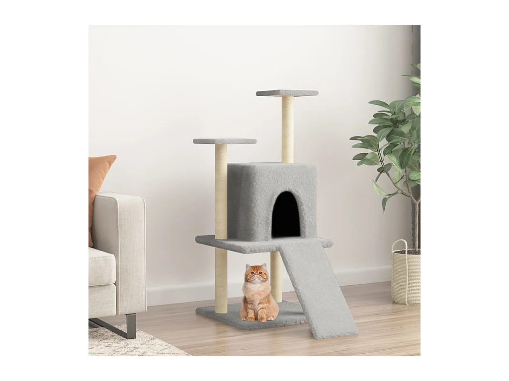 Arbre à chat avec griffoirs en sisal gris clair 110 cm