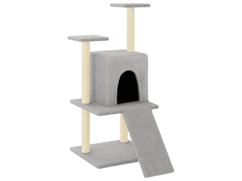 Árvore p/ gatos c/ postes arranhadores sisal 110 cm cinza-claro