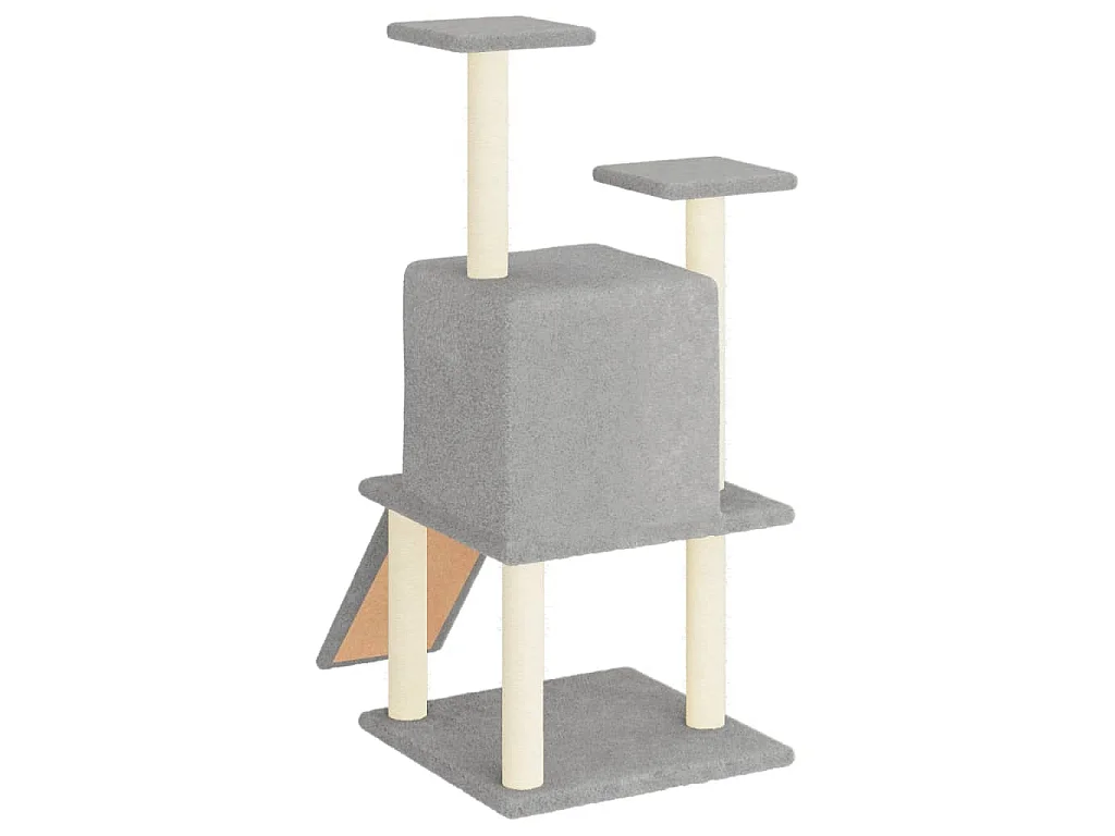Árvore p/ gatos c/ postes arranhadores sisal 110 cm cinza-claro