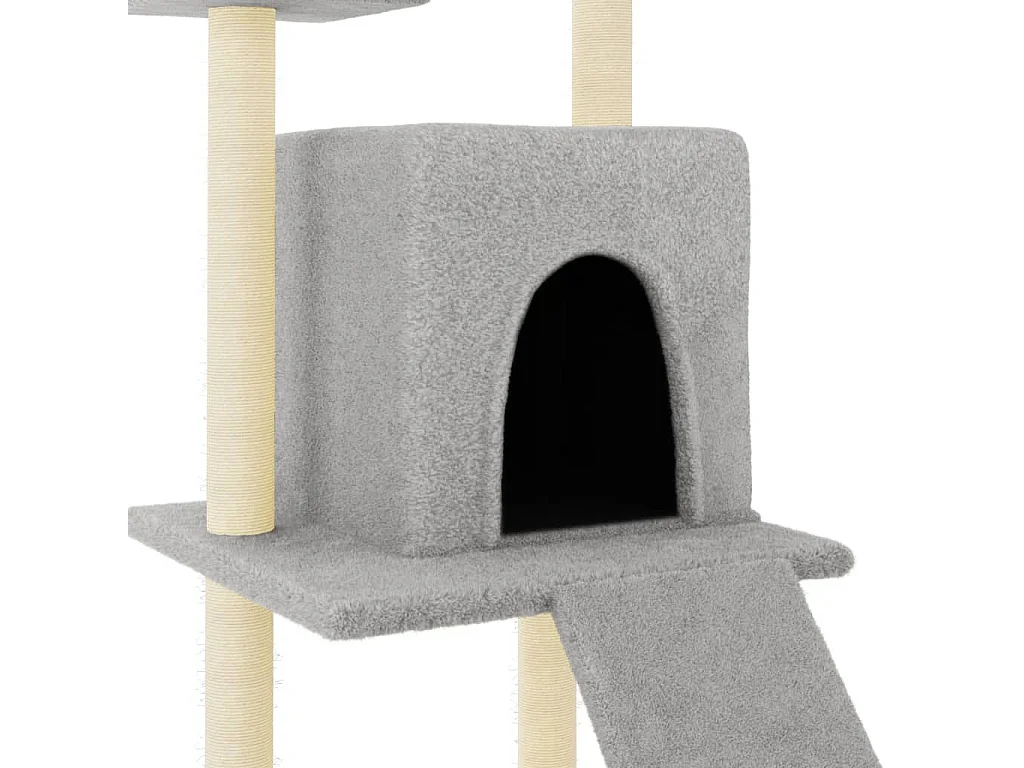 Árvore p/ gatos c/ postes arranhadores sisal 110 cm cinza-claro