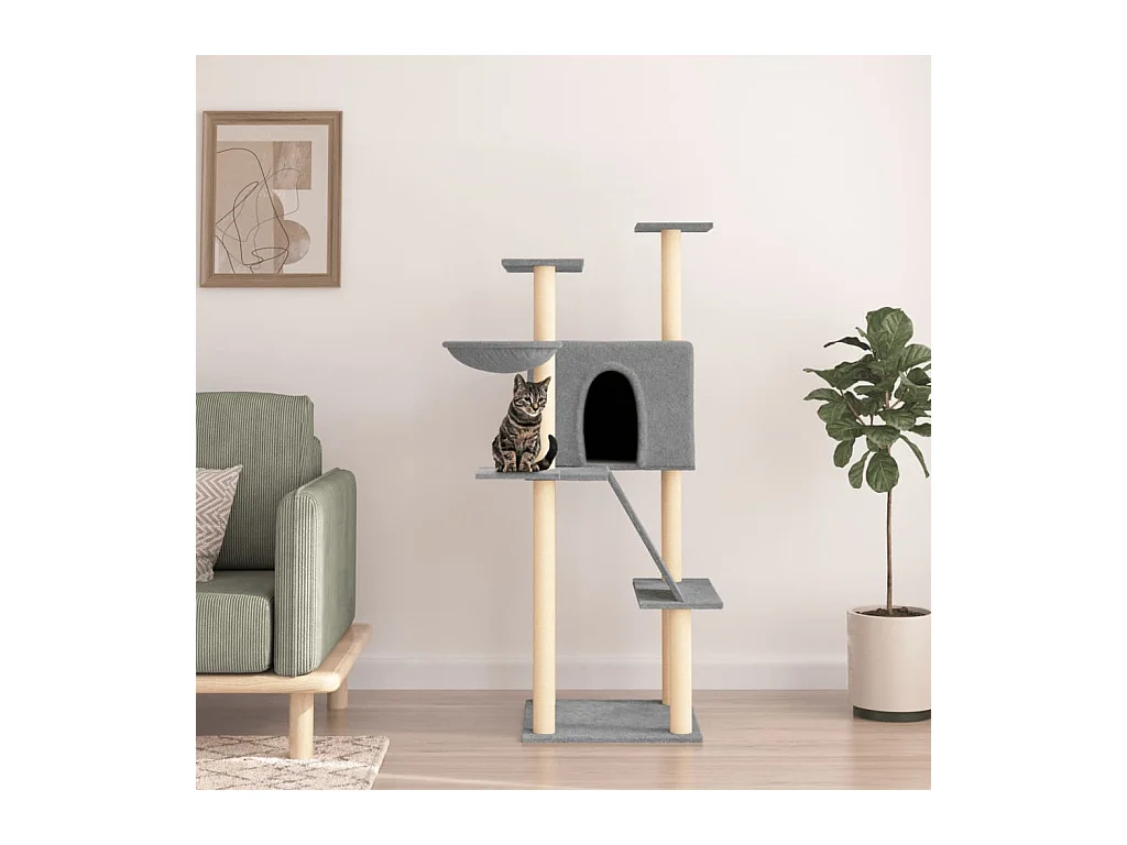 Arbre à chat avec griffoirs en sisal gris clair 143 cm