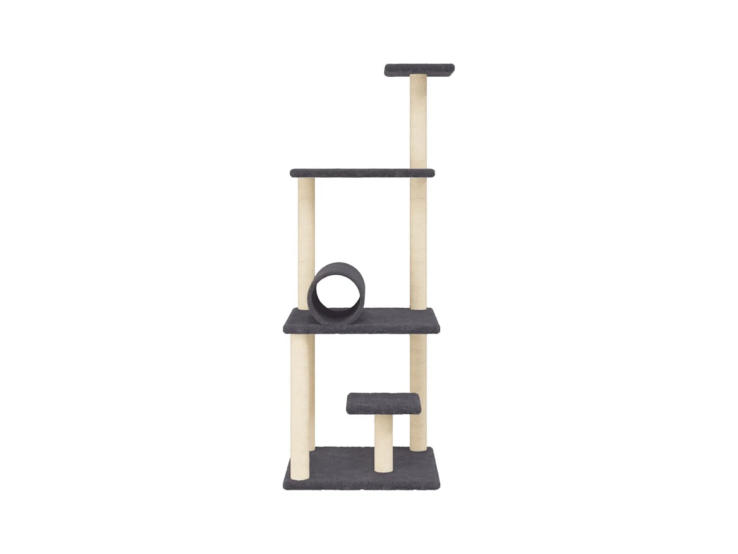 Árvore p/ gatos c/ postes arranhadores sisal 136cm cinza-escuro