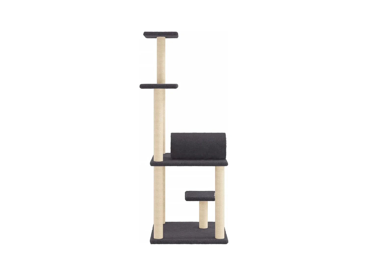 Árvore p/ gatos c/ postes arranhadores sisal 136cm cinza-escuro