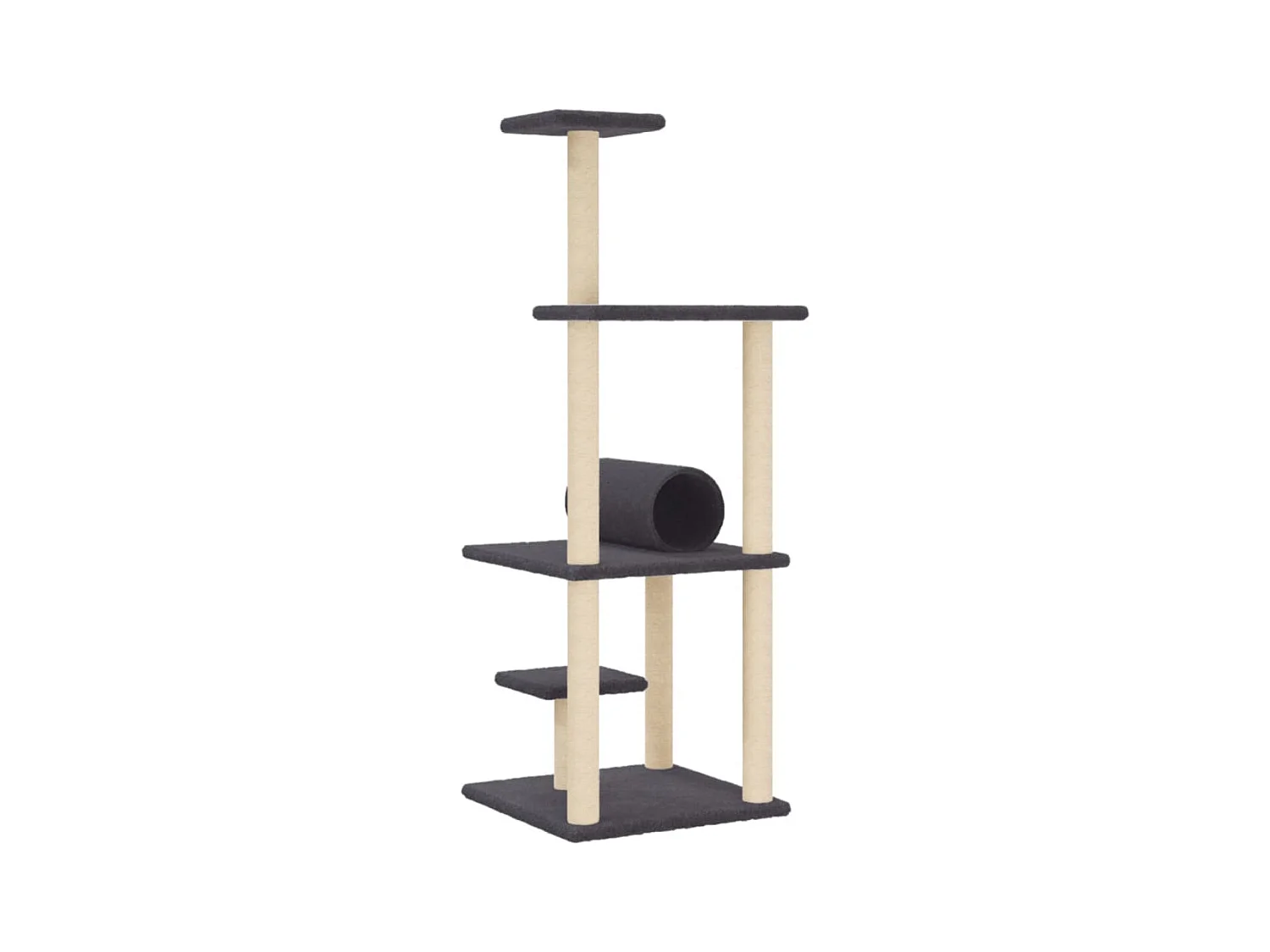Árvore p/ gatos c/ postes arranhadores sisal 136cm cinza-escuro
