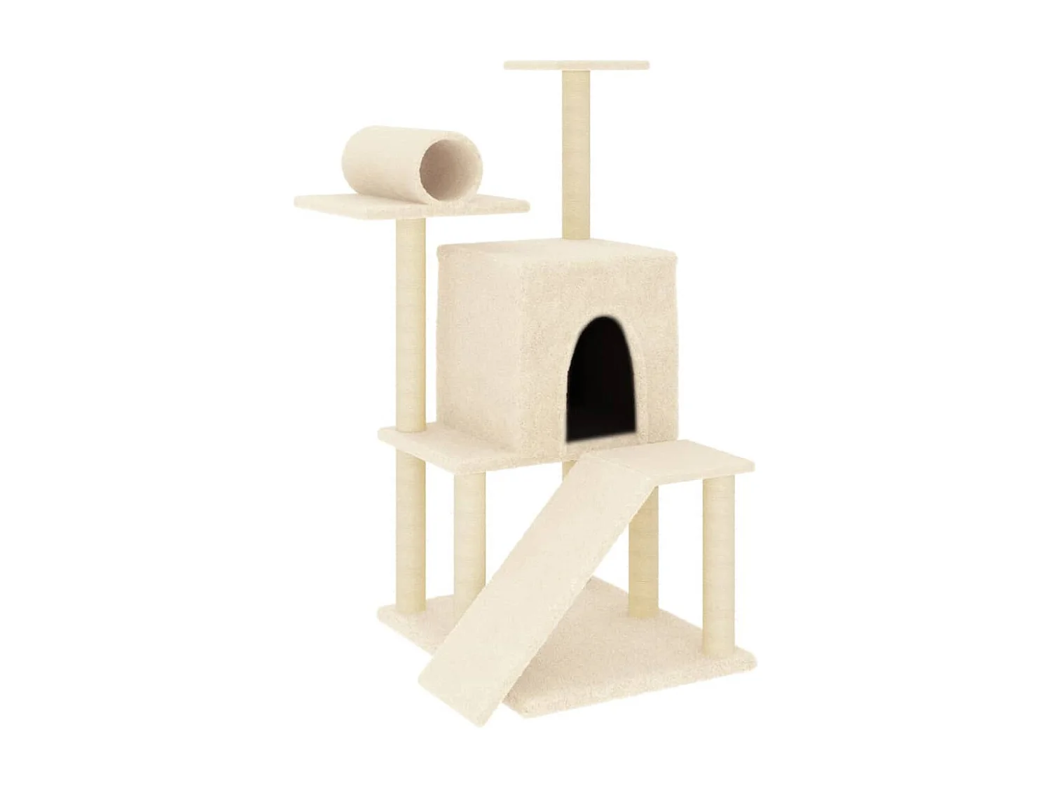 Árvore para gatos c/ postes arranhadores sisal 110,5 cm creme