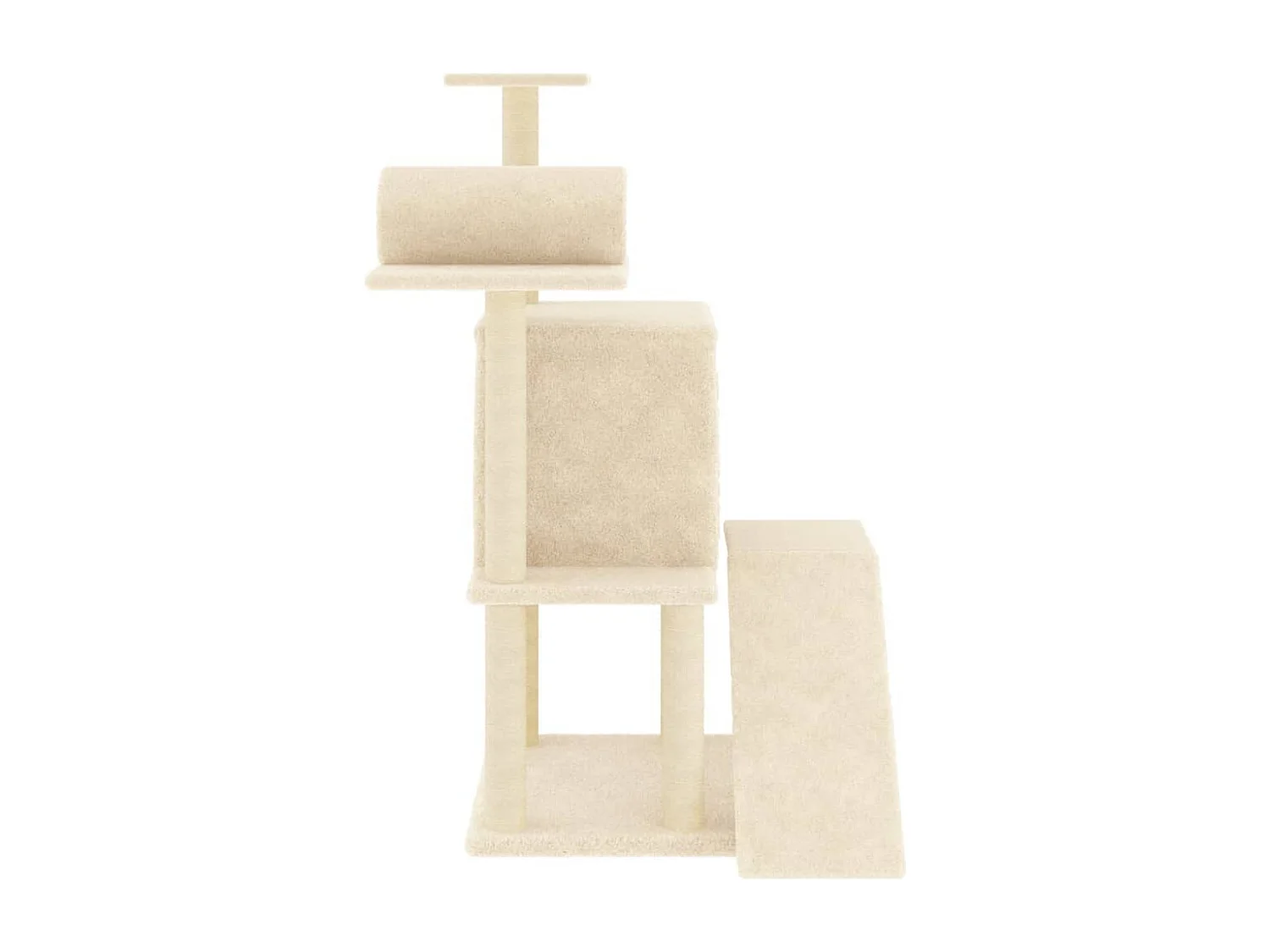 Árvore para gatos c/ postes arranhadores sisal 110,5 cm creme