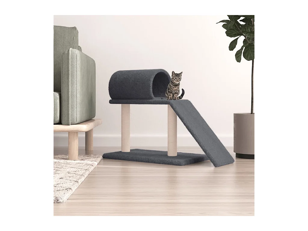 Rascador para gatos con túnel y escalera gris oscuro 55,5 cm