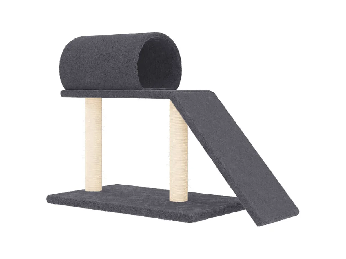 Rascador para gatos con túnel y escalera gris oscuro 55,5 cm
