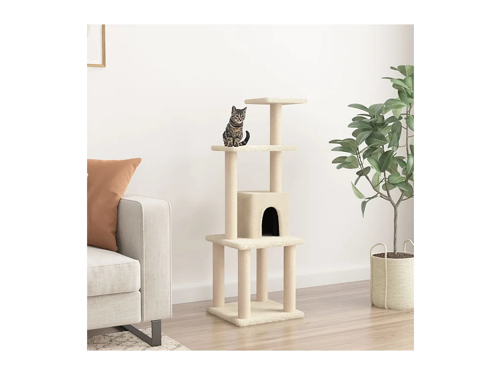 Arbre à chat avec griffoirs en sisal Crème 105 cm