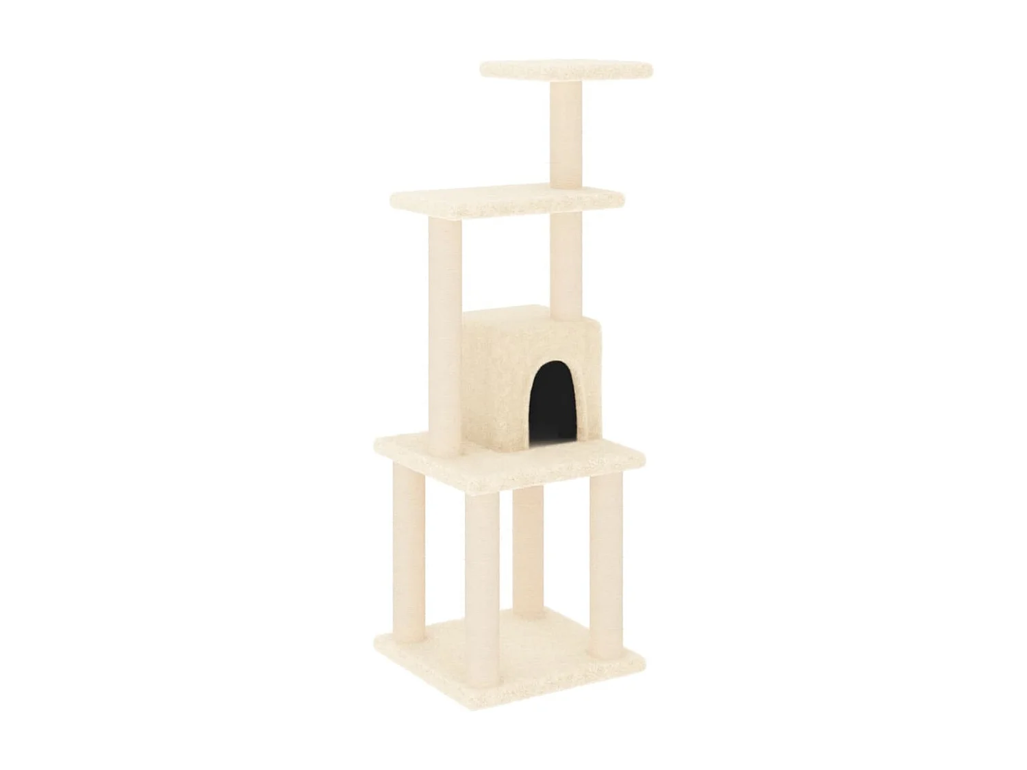 Árvore para gatos c/ postes arranhadores sisal 105 cm cor creme