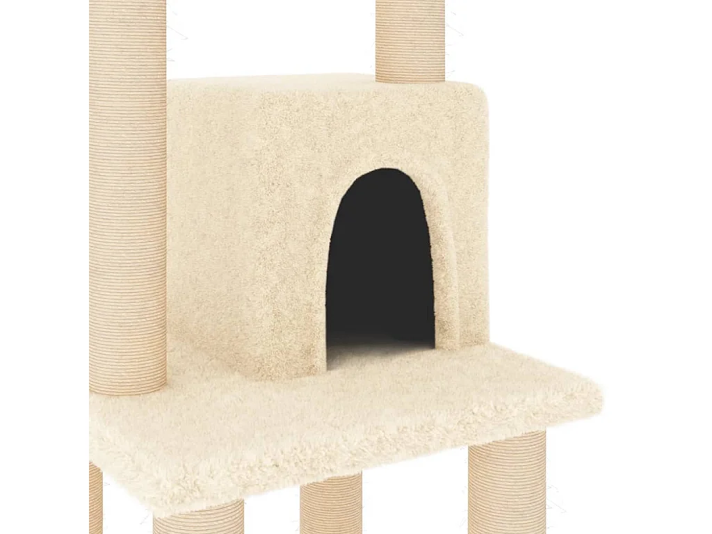 Árvore para gatos c/ postes arranhadores sisal 105 cm cor creme