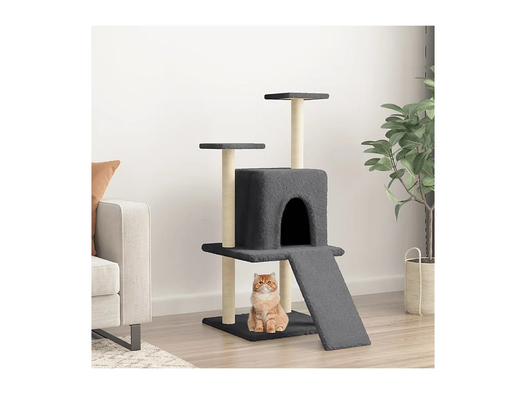 Arbre à chat avec griffoirs en sisal gris foncé 110 cm