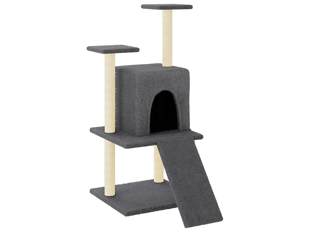 Albero per Gatti con Tiragraffi in Sisal Grigio Scuro 110 cm