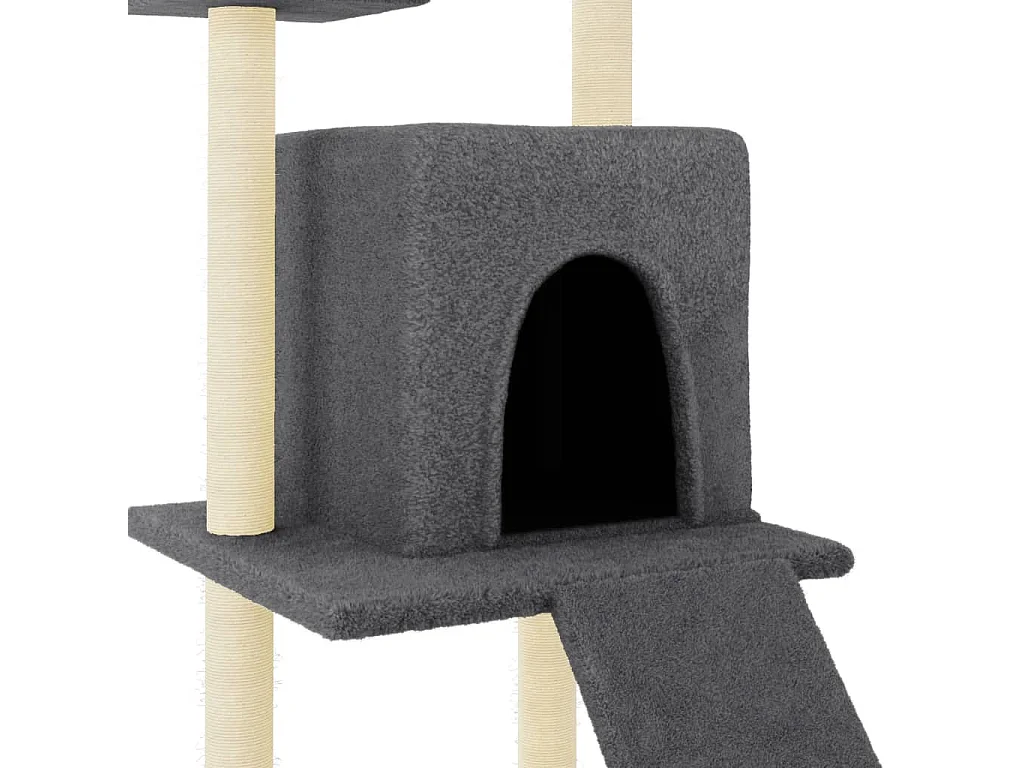 Albero per Gatti con Tiragraffi in Sisal Grigio Scuro 110 cm