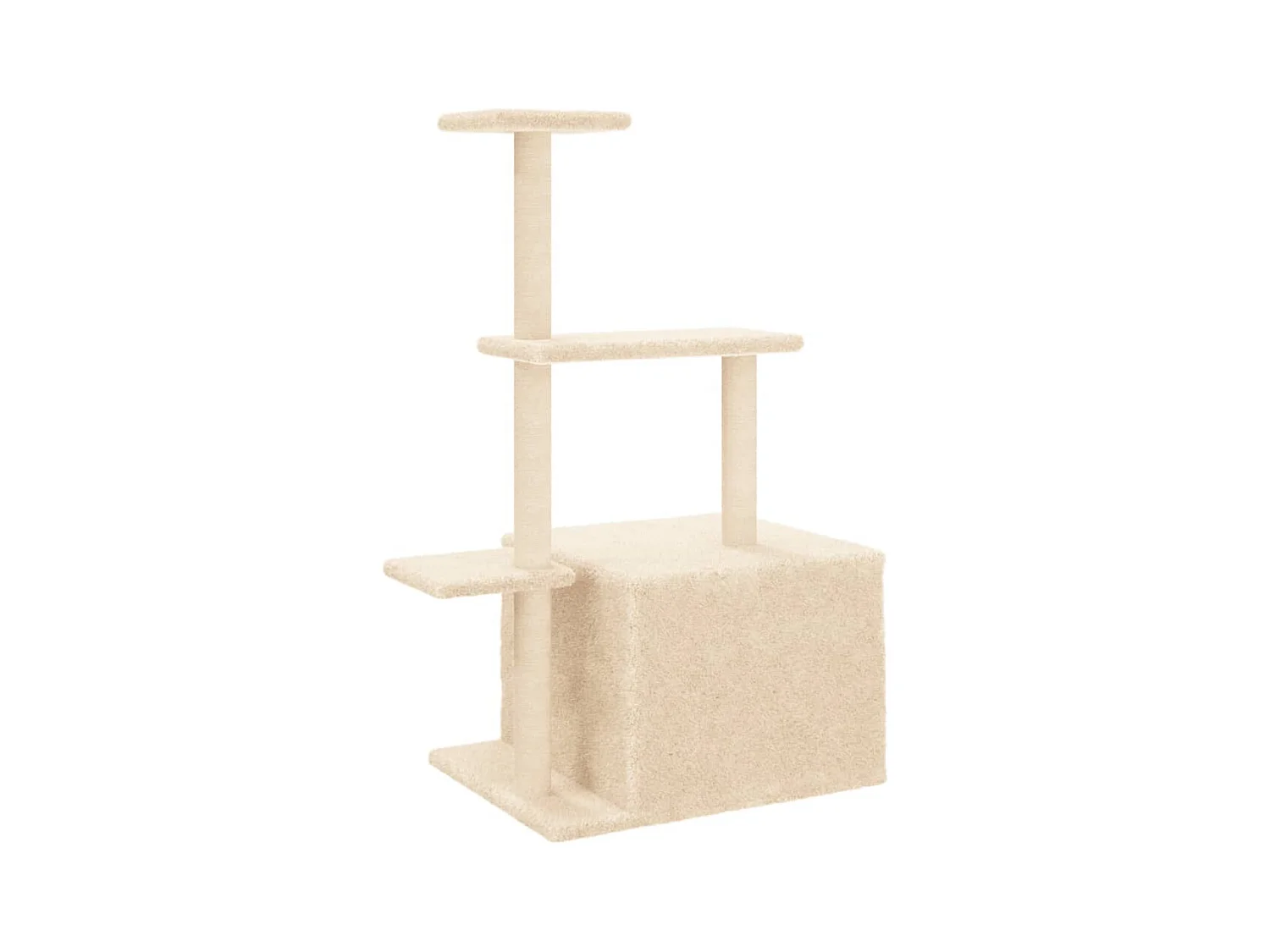 Árvore para gatos c/ postes arranhadores sisal 110 cm cor creme