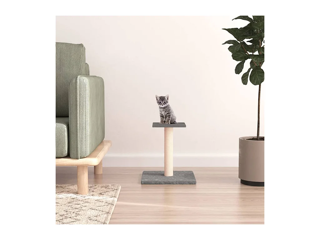Poste arranhador para gatos com plataforma 38 cm cinzento-claro
