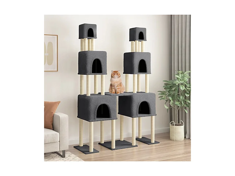 Kratzbaum mit Sisal-Kratzsäulen Dunkelgrau 199 cm